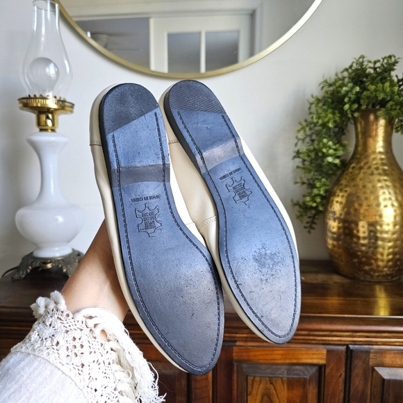 Air Flex Genuine Leather Studded Flat Loafers Cream Gold Embellished Shoes Sz 11 - Picture 15 of 16